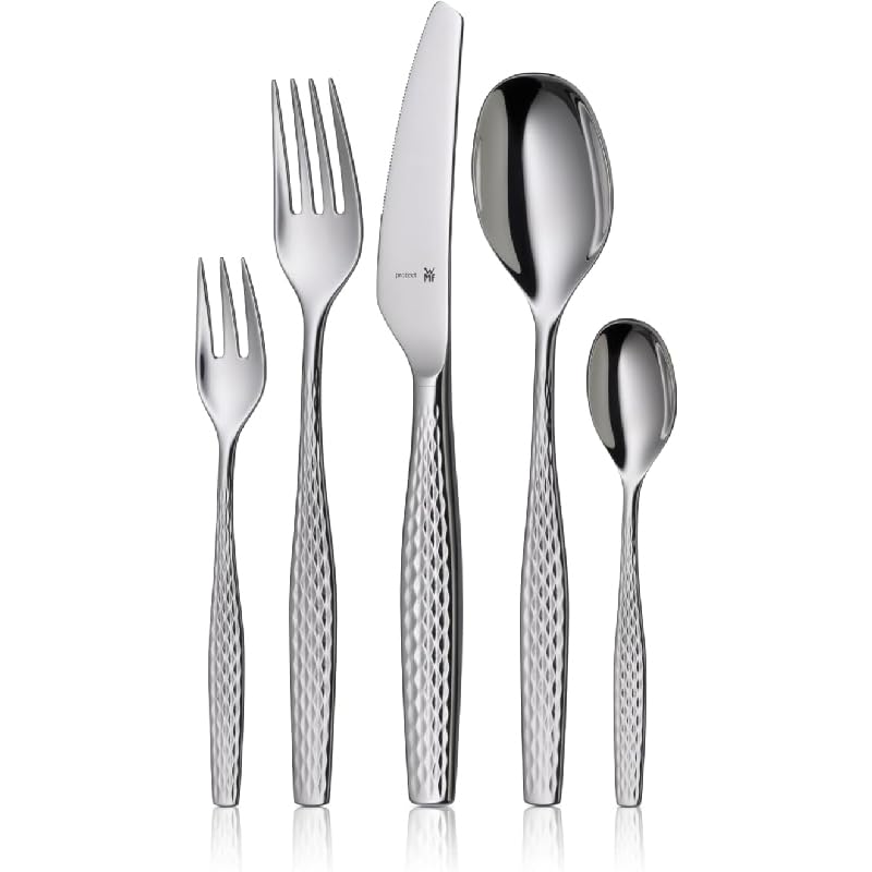 WMF Sentic Juego de cubiertos 30 piezas para 6 personas, ergonómico, Cromargan protector®, lavable en lavavajillas, cuchillos de mesa forjados, cubiertos 1270916340