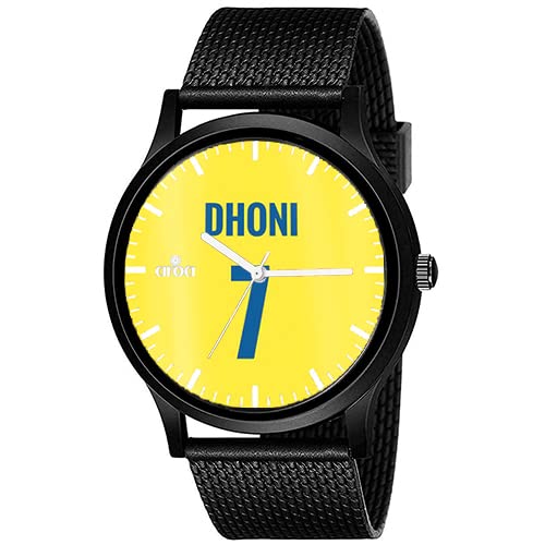 AROA Watch New Watch for Dhoni Jersey Black Metal Type Rubber Analog Watch Yellow Dial for Men Stylish Watch for Boys (B0BZDKSTRK) Amazon Price History, Amazon Price Tracker