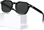 CARFIA Lunettes de soleil polarisés pour hommes UV400 Protection, Lunettes de soleil rétro avec cadre carré d'acétate pour conduire la pêche CA5405