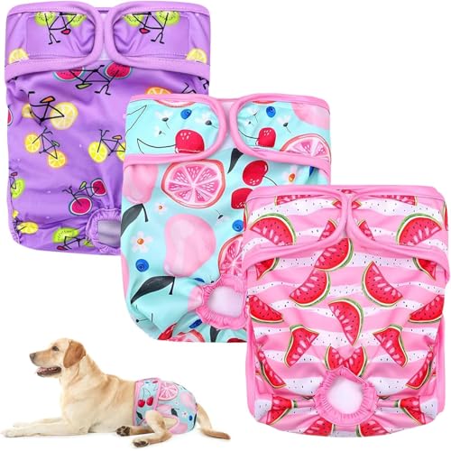 3 Pack Dog Nappies Reusable Dog Period Pant Washable Female Period Pants for Dogs Female Pet Pants Dog Season Pant Puppy Sanitary Diapers Wraps for Medium Incontinence Dogs (S 30-40CM)