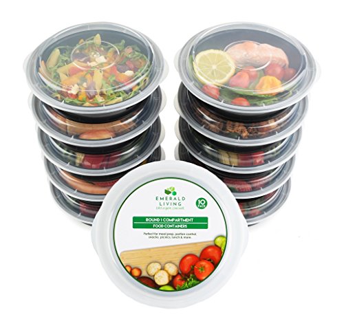 Premium Round BPA Free Meal Prep Containers. Reusable Plastic Food Containers with Lids. Stackable, Microwavable, Freezer & Dishwasher Safe Bento Lunch Box Set + EBook [680 mL] Pack of 10