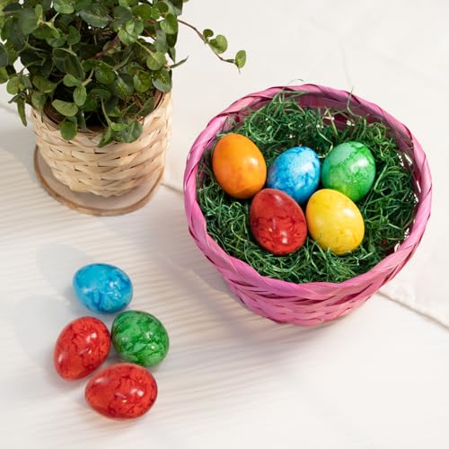 com-four® 4x Bastkorb in bunten Farben zur Dekoration - farbenfrohe Osterdeko - Osternest - Körbchen für Ostereier, Brötchen, Snacks und Schlüssel