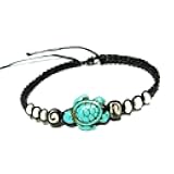 HawaiianCraftier Sea Turtle Bracelet - Artificial Turquoise Tortoise Macrame Adjustable Wristband for Women