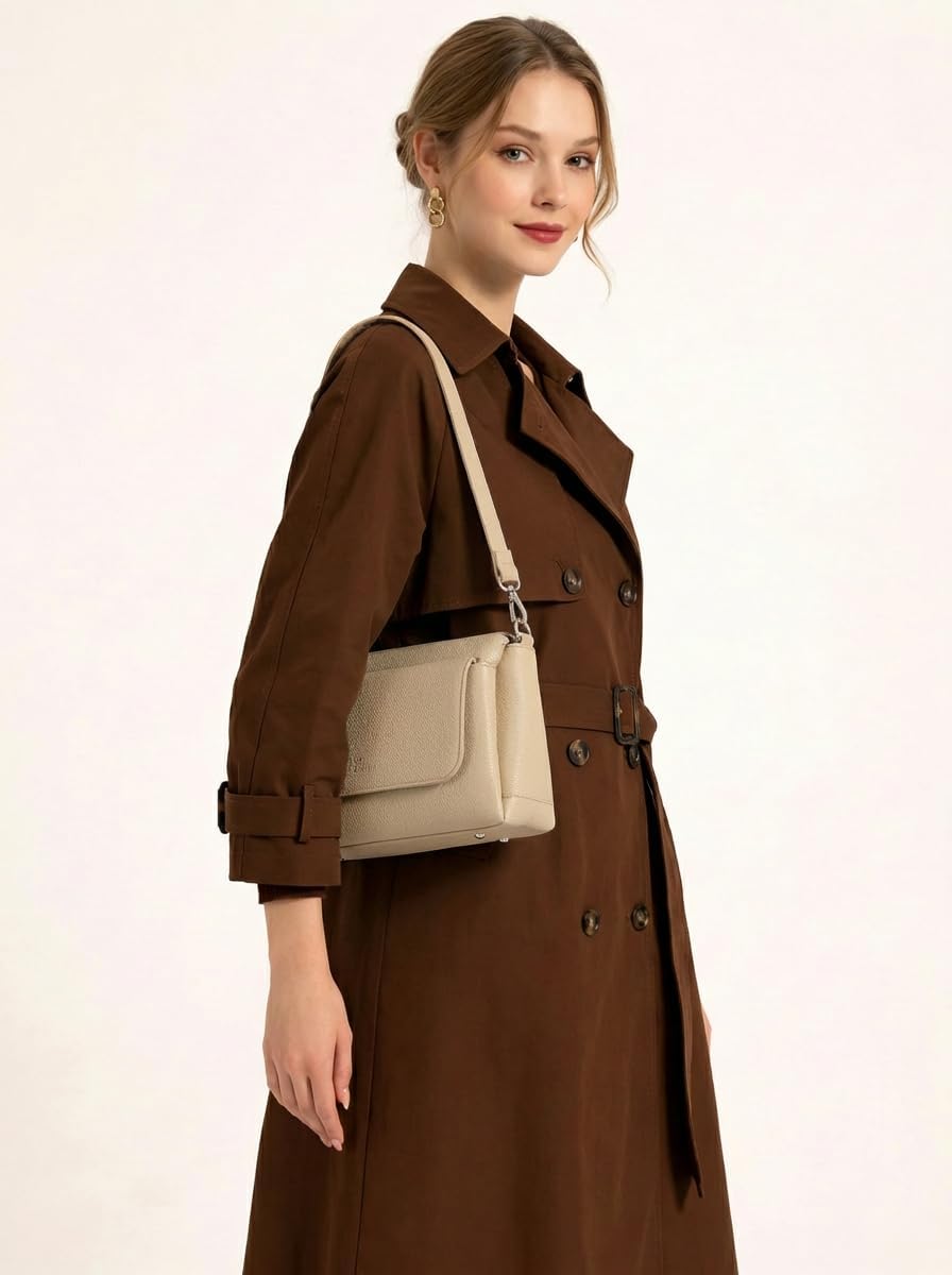 ALEX&MIA Women’s Shoulder Bag – Medium Crossbody Purse in Pebbled Vegan Leather with Two Detachable Straps