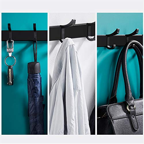 Coat Rack Wall Mounted,Heavy Duty,Wall Hooks Rack Organizer For Hanging Coat,Hat,Towel,Bag,Robe,Key,6 Sliding Hooks,Black Matte Finish #TOP2