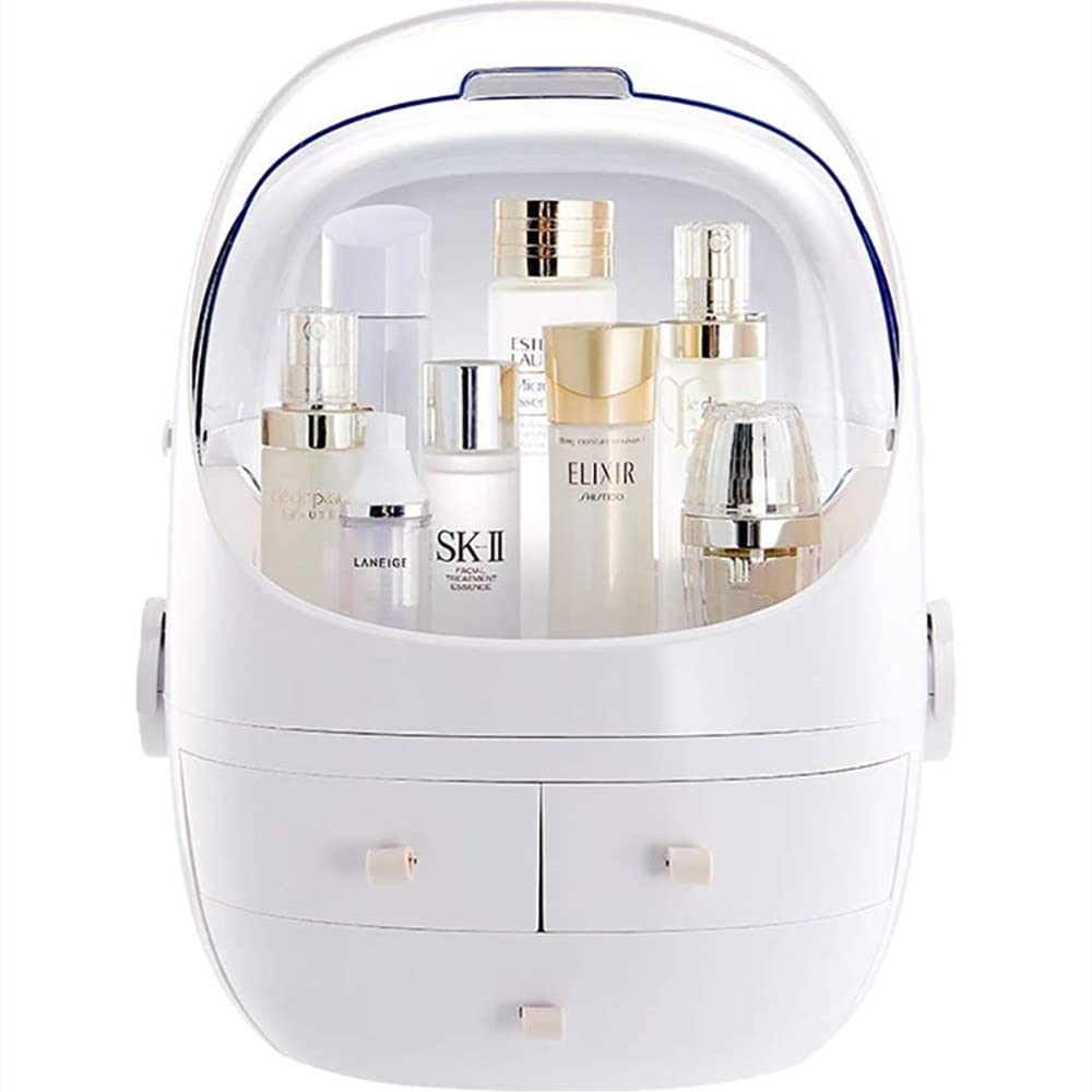 Multifunctional Hand-Held Multiple Drawers Makeup Organizer Cosmetic Organizer Makeup Storage Box Bathroom Counter Rack Portable Large Cosmetic Storage Box with Transparent Dust Cover