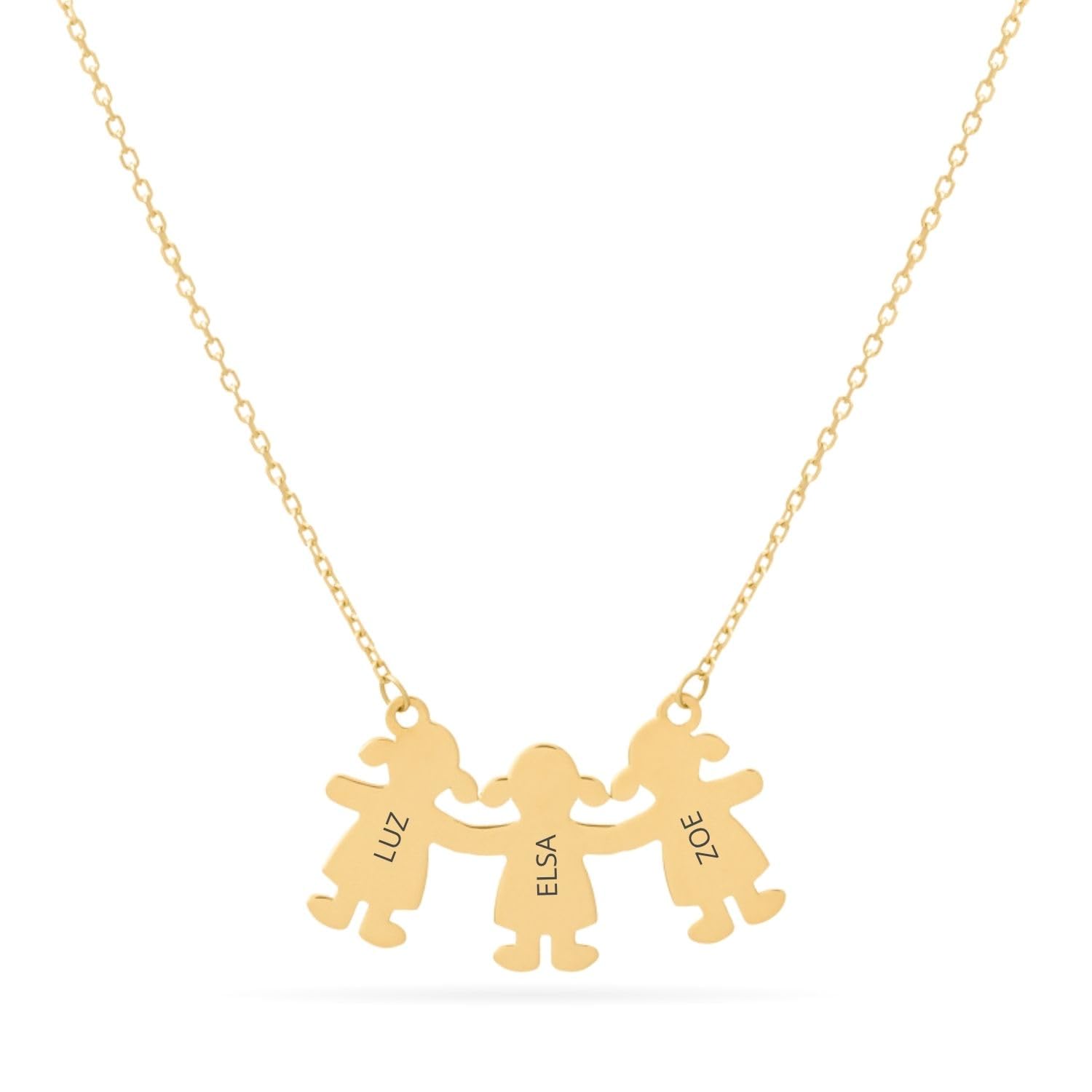 Collar con Colgante de Niños o Niñas Personalizable en Plata de Ley 925 o Bañado en Oro – Regalo Ideal para Mamás o Abuelas – 45cm + Alargador