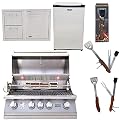 Lion Premium Grills 32-Inch Natural Gas Grill L75000 with Lion Door and Drawer Combo with Towel Rack and Lion Refrigerator Package Deal with 5 in 1 BBQ Tool Set