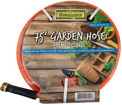 HOMEGARDEN Manguera de jardín verde ligera de 75 pies  Diámetro de 58 pulgadas  Refuerzo de núcleo de nailon  Acoplamientos de latón macizo