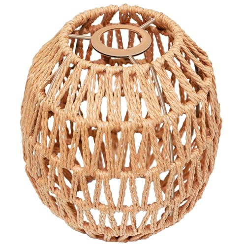 Image of Small Lamp Shades For Table Lamps Hanging Light Boho Lamp Shades Wicker Lamp Shade for Floor Lamps, Rattan Lampshade for Hanging Lamp Wall Sconce Woven Plug in Pendant Light Egg Shade