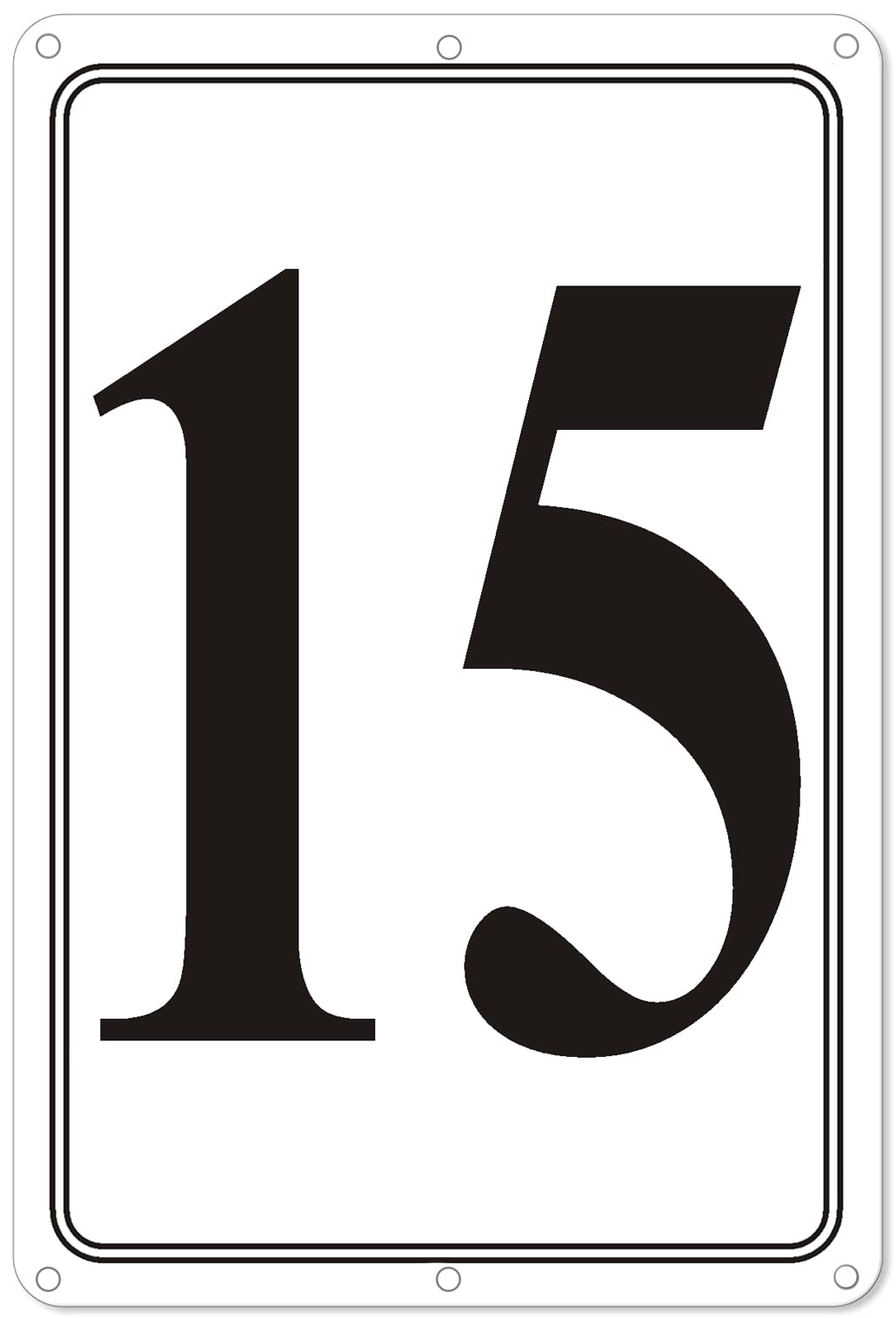 Premium Aluminum Number Signs 15, Metal 12" X 8" Numbered Signs Outdoor for Parking Lots, Floor, Dock, Court, Aisle, Field, High Visibility, No Fade, Weather-resistant