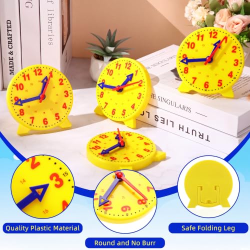 Image of Batiyeer 24 Pcs Teaching Clock Kit for Kids to Tell Time 4'',Yellow (Pack of 2)