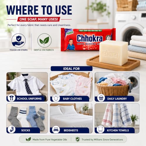 Image of Xtra Power White Washing Bar for Cloths | Tough Stain & Dirt Removal Laundry Soap | Suitable for Hand Wash and Cloths | Long Lasting Laundry Soap for All Fabrics (Pack of 15)