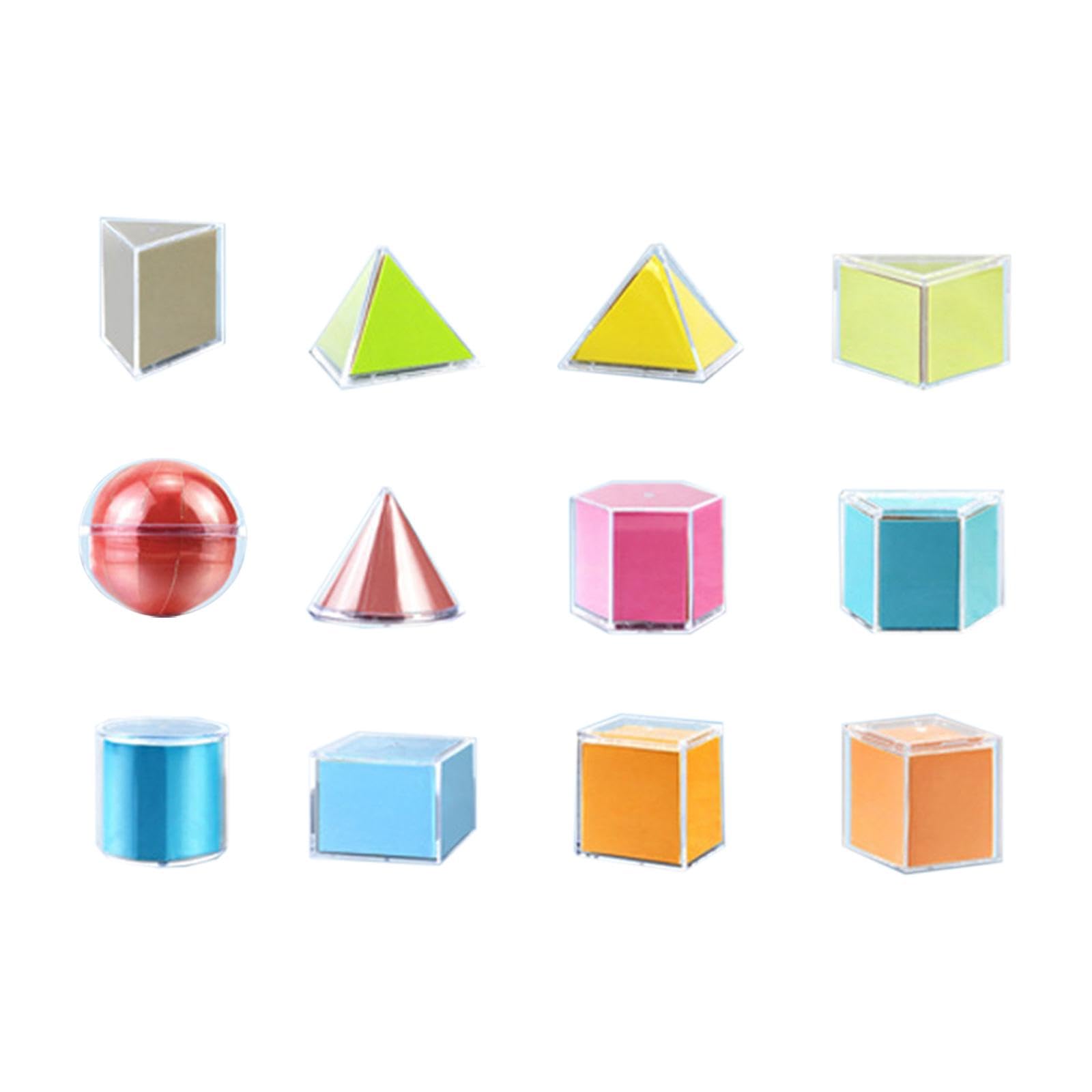 12PCS 3D Geometric Shapes Blocks Folding Geometric Shapes Geometric Solid Shapes Classroom Maths Manipulative And Geometry Learning Toys For Preschool Boys Girls Kids