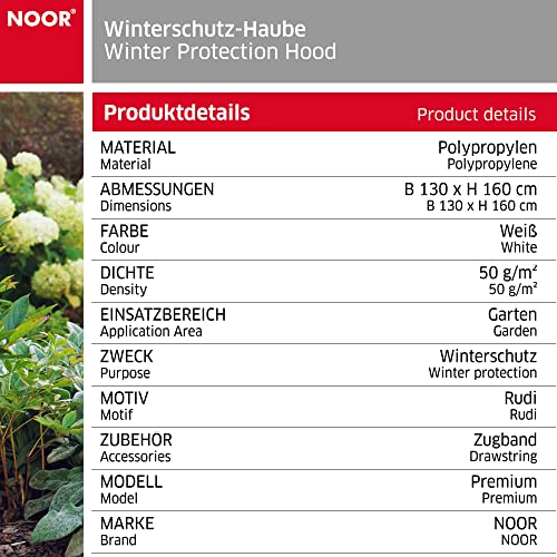Foto von NOOR Winterschutz Vlieshaube Rentier B 130 x H 160cm I Frostschutzhaube für Pflanzen I Winterschutz für Pflanzen Überwinterung I Frostresistenter Pflanzenvlies / Winterschutzvlies I Rentier-Look