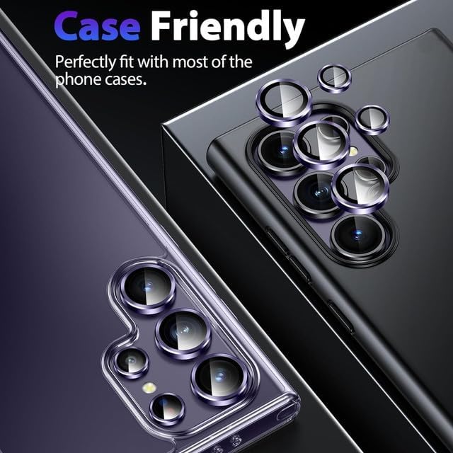 Image of Skinomi Camera Lens Protector Compatible with Samsung Galaxy S25 ultra 5G [Anti-Scratch] Premium Tempered Glass Film Aluminum Alloy Lens Ring Cover- Titanium Purple