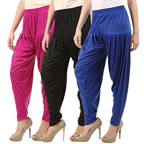 Image of Buy That Trendz Patiala Pants for Women 3 Combo Womens Viscose Relaxed Pants Pack of 3