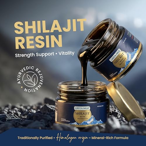 Image of Green Milk Shilajit Resin for Daily Vitality, Stamina & Men's Wellness Support | Purified Himalayan Shilajit with Natural Fulvic Acid | Ayurvedic Rejuvenation Resin | 20g