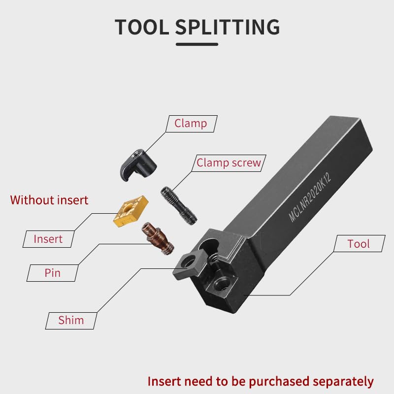 1pc MCLNR1616 MCLNR2020 MCLNR2525 External Turning Tool Holder CNMG Carbide Inserts Lathe Cutting Tools Set(No Insert)(MCLNL1616H12)
