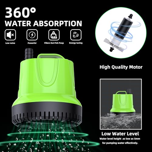 image for FREESEA Fountain Submersible Water Pump: 160 GPH 12W Small Sump Pump f
