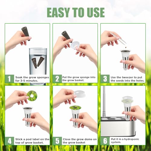 Image of 115Pcs Hydroponic Pods Supplies for Aerogarden Pods, Hydroponics Garden Accessories, Grow Anything Kit, 36 Grow Sponges 12 Grow Baskets 12 Grow Domes 36 Pod Labels 12 Spacers 6 Plant Labels 1 Tweezer