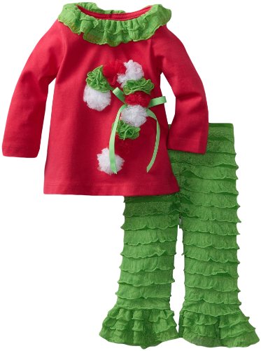 Rare Editions Baby-Girls Newborn Knit Eyelash Legging Set, Fuchsia/Lime, 6 Months