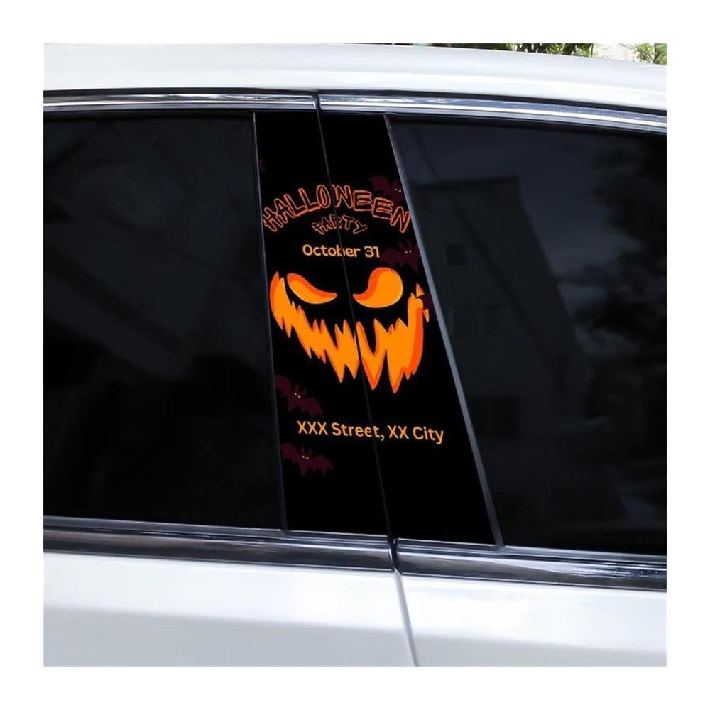 Body Parts 2pcs Car Center Column Sticker Halloween in English Viny L Material Car B-Pillar Decals(G)