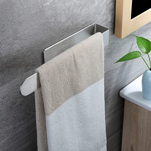 Image of Taozun Towel Holder 11.8 Inch Brushed Hand Towel Rack Bathroom Towel Bar Adhesive Towel Ring Stainless Steel Hand Towel Hanger, Stick on Wall | Hand Towel Hanger, Self Adhesive, Stainless Steel, Brushed Finish, Silver, No Drilling, Sturdy, Space saving, Stick on Wall