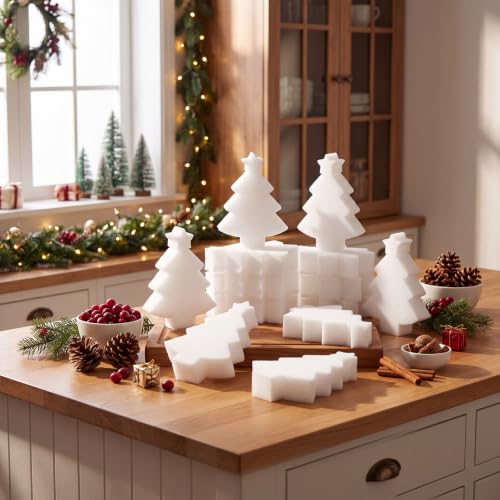 Image of Tioncy 12 Pack Christmas Tree Kitchen Sponges Bulk White Christmas Tree Dual Sided Scrubber Sponges Dishwashing Kitchen Cleaning Accessories for Home Decor Household Supplies