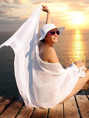 Chuangdi 2 peças saias de praia femininas de chiffon com cobertura de sarongue, Black and White, Lar