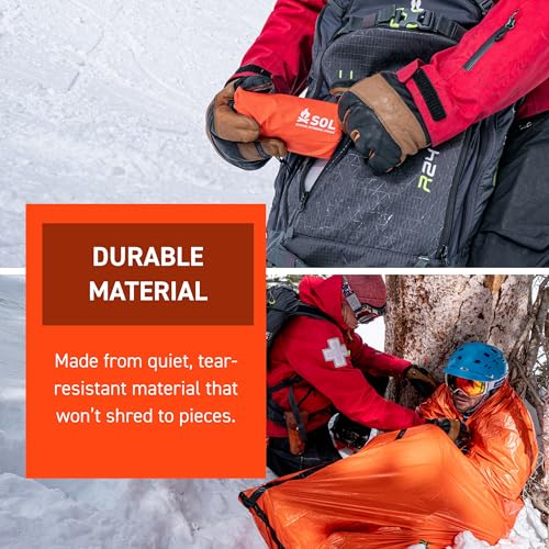 S.O.L. Survive Outdoors Longer 90% Emergencia Bivvy - Con Silbato de Supervivencia y Cordón Paracord para Encendedor - Impermeable, Cortaviento y Resistente a Desgarros miniatura 5