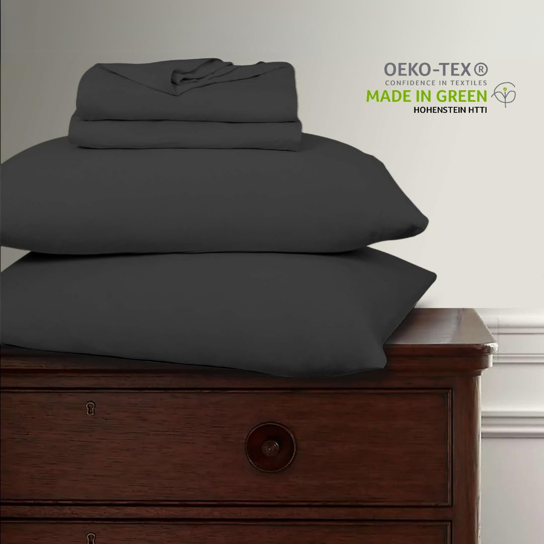 Briarwood Home Set di lenzuola in jersey, 3 pezzi, lenzuola in puro cotone traspirante, con tasca profonda, facili da indossare, comode, morbide, in cotone pregiato (antracite, matrimoniale)