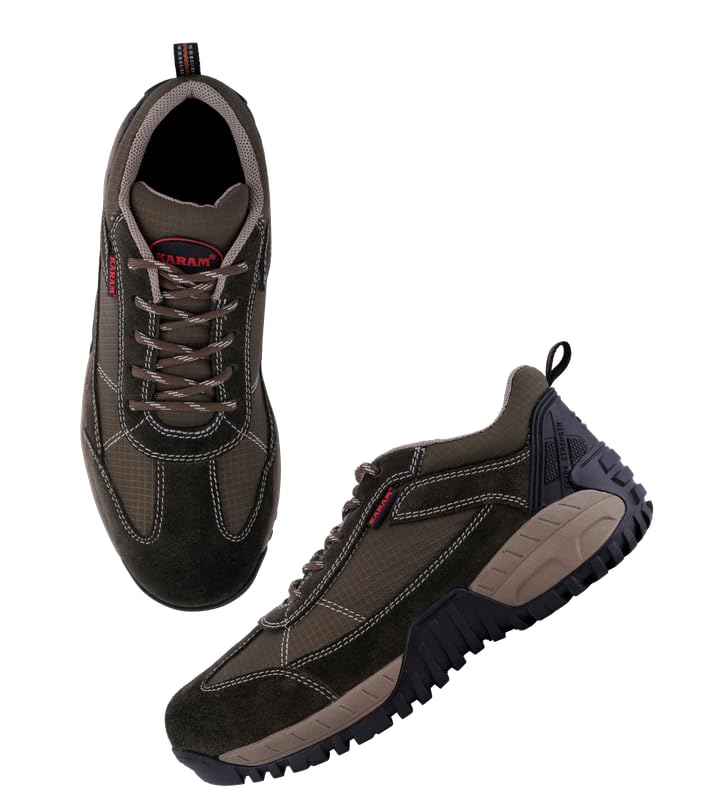 Image of Karam FS252OL Safety Shoes for Men | FALKON Olive Green Safety Shoes | Slip Resistant | Fibre Toe Cap Safety Shoes for Industries | Lightweight | Stylish Industrial Shoes for Men | FS252OL(FWDAMZ) |