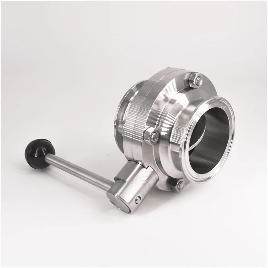 Fit 63mm Pipe OD x 2.5" Tri Clamp Sanitary Butterfly Flow Control Valve SUS 304 Stainless Beer Brewing Home