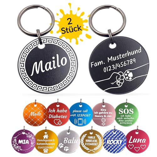 Unikat Branding 2 Stück Personalisierte Hundemarken