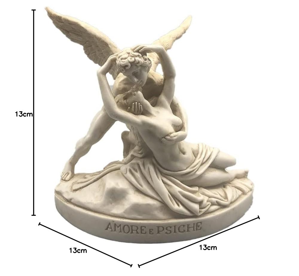 Busto Statua Design: Amore e Psiche (patinata) - Riproduzione busto, scultura in marmo e resina - circa 13 cm, 350 gr. - Prodotto Made in Italy - Idea Regalo Casa