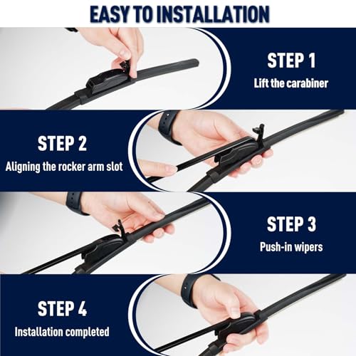 Image of Front and Rear Windshield Wipers for GMC Acadia 2017-2023 | Quiet and Streak-Free Front and Back Wiper Blades Assembly All-Season OEM Automotive Replacement Accessories