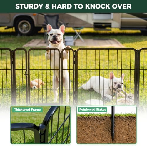 Image of FXW Rollick Dog Playpen with RV Step Grid for RV Camping, 24 inch H, 16 Panels | Easy Setup & Sturdy, Blocks RV Stair Gaps, Fits RV Steps up to 26 inchW, For Puppies & Small Dogs, Patented