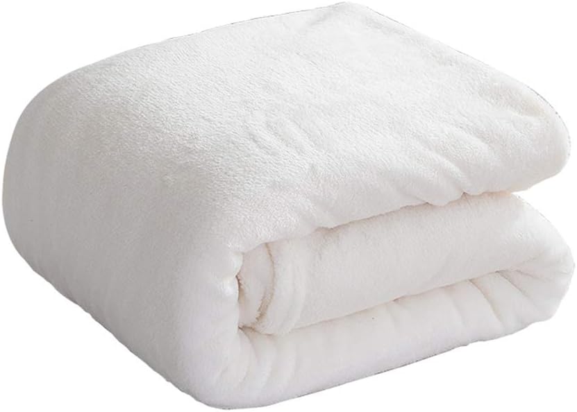 Flannel Blankets Plain Color Bedding, Warm Winter Single Layer Soft Cozy Touch Fluffy Home Sofa Bed Throws Blanket, Comfortable Flannel Sleep Blanket (200x230cm,White)
