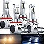 Pack of 4 H11 9005 LED Headlight Bulbs Combo, 6500K Cool White 24000LM Wireless Headlight LED Bulbs, H11/H9/H8 9005/HB3 Automotive Headlight Bulbs for Auto Replacement High Low Beam (9005, H11 Style)