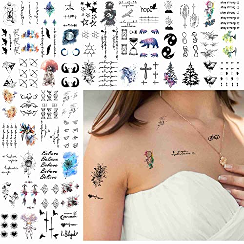 Quichic 210+ Pieces Large Sleeve Temporary Tattoos For Teens Kids Men And Women Watercolor Universe Starry Sky Astronaut Tattoo Temporary Party Favors Arm Tattoo That Lasts Long And Realistic #TOP3