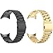 TenCloud 2Pack Pixel Watch Band Solid Stainless Steel Metal Bands Compatible with Google Pixel Watch Accessories for Pixel Smart Watch Bands (Black+Gold)
