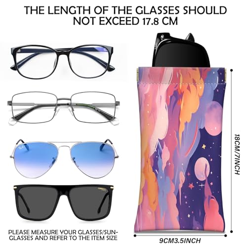 Image of 2 PCS Glasses Case Eyeglass Sunglasses Pouch Squeeze Portable Bag Soft Leather with Cleaning Cloth Women Men Girls