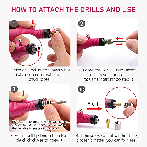 Acrylic Nail Drill Kit Electric Nail File 20000 Rpm Portable Electric Nail Drill Bits, Gel Remover Nail Tools, Nail Polishing Machine Pedicure Set #TOP7