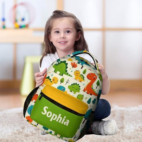 Custom Dinosaur Pattern Backpack for Kids Personalized Student Bookbag with Name Casual School Bag Daypack for Girls Boys Child2