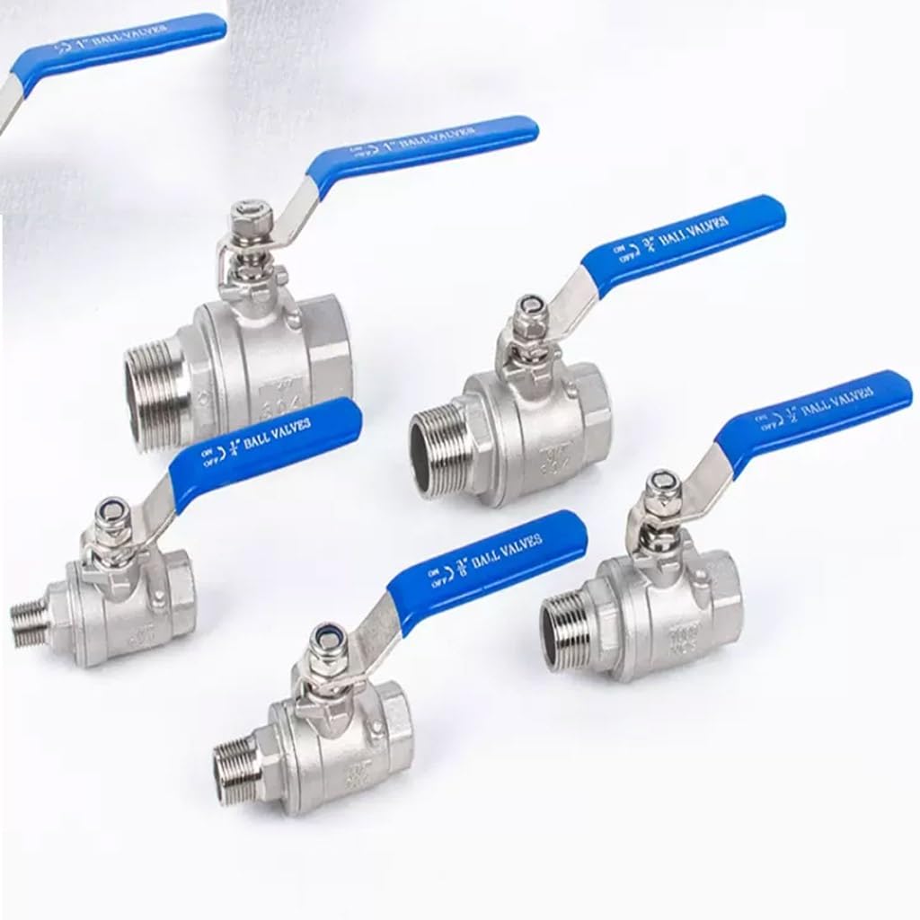 Válvula De Bola De Rosca Macho A Hembra De Acero Inoxidable 304, Interruptor De Válvula De Tubería De Agua De Dos Piezas De 1/4", 3/8", 1/2", 3/4", 1", 1-1/4", 1-1/2", 2", 1 Unidad(2")