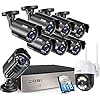 ZOSI 1080P Security Camera System with 1TB HDD H.265+ 8CH 5MP Lite HD-TVI Video DVR Recorder with 8pcs HD 1920TVL Cameras&C289 WiFi Pan Tilt Camera Outdoor,AI Human Vehicle Detection,Color Night
