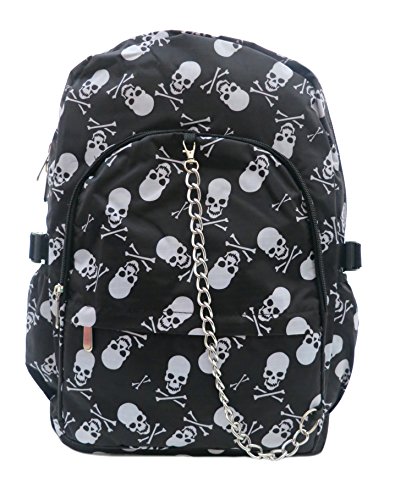 Mochila con diseño de calaveras  color blanco y negro
