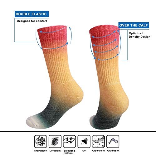 EnerWear 4 Pack Women's Merino Wool Outdoor Hiking Trail Crew Sock (US 9-11,Gradient Orange)4