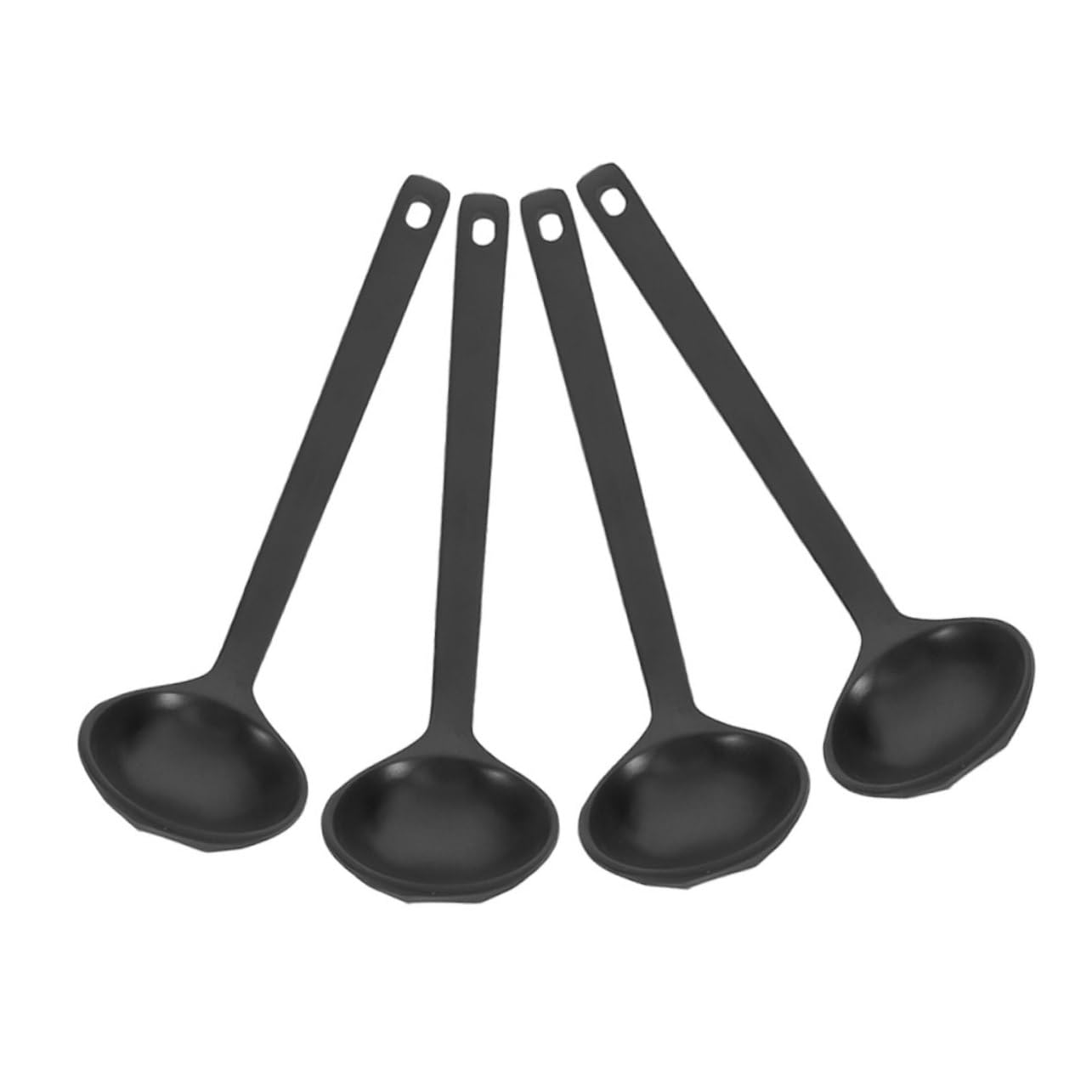 HAWILLOSCH Ergonomic Handle Soup Ladles 4 Pack Japanese Rice Serving Spoons Gravy Spoon Ladle for Hotpot Black Plastic Turtle Shell Design